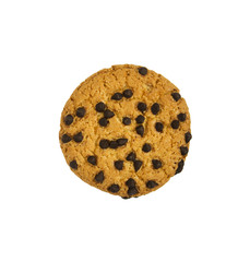 Round cookie with chocolate isolated over the white background
