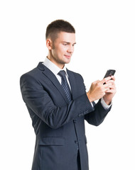 Confident man in formalwear. Businessman in suit isolated on white.