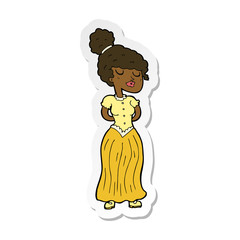 sticker of a cartoon pretty victorian woman