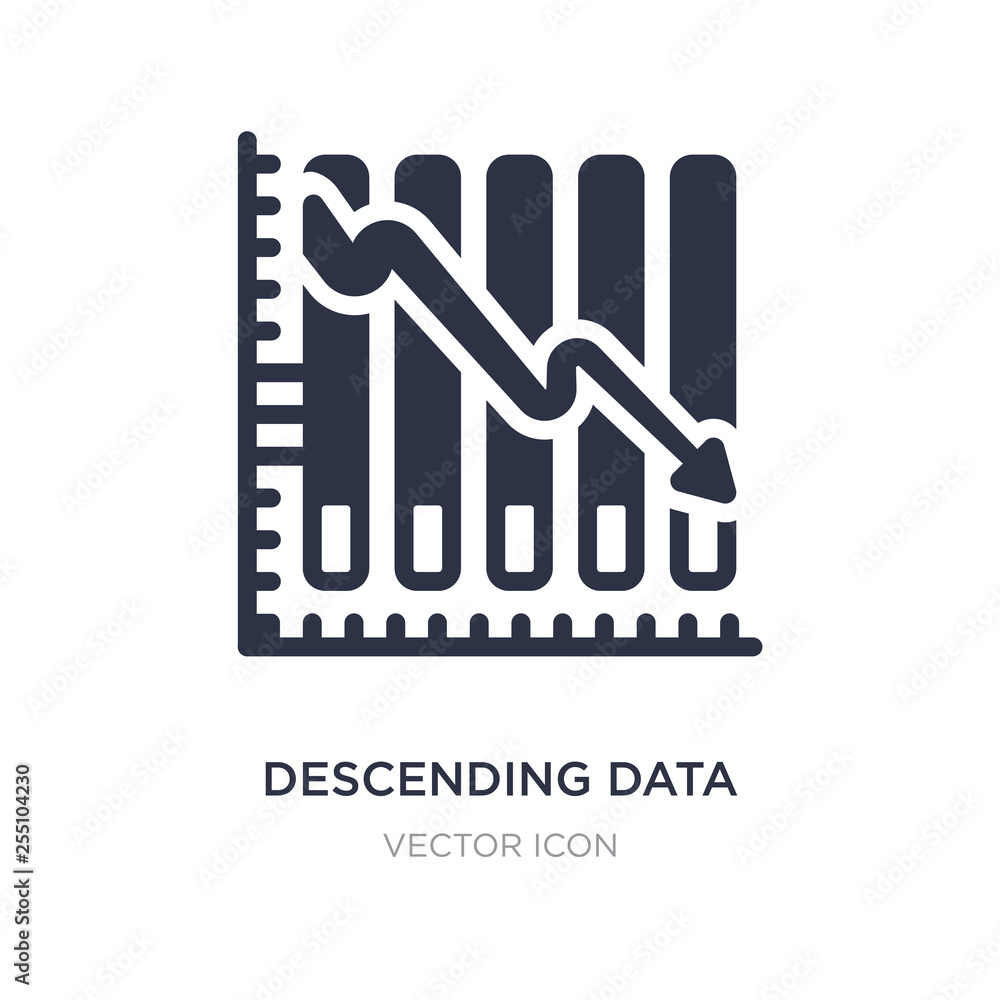 Poster descending data analytics line graphic icon on white background. simple element illustration from bu