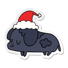 christmas sticker cartoon of kawaii dog