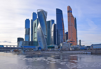 High-rise buildings of the Moscow international business center Moscow-City on the bank of the...