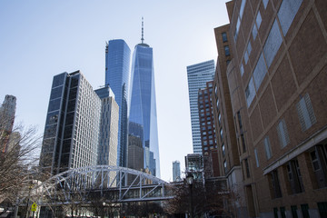 Fototapeta premium The World Trade Centre in Manhattan New York with the Freedom Tower.
