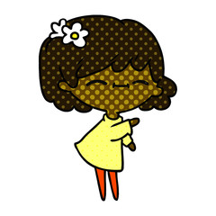 cartoon of cute kawaii girl