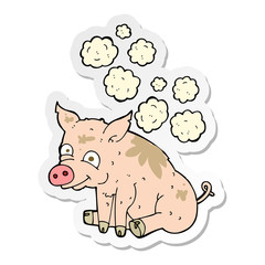 sticker of a cartoon smelly pig
