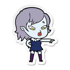 sticker of a cute cartoon vampire girl
