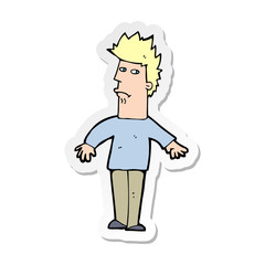 Obraz premium sticker of a cartoon worried man