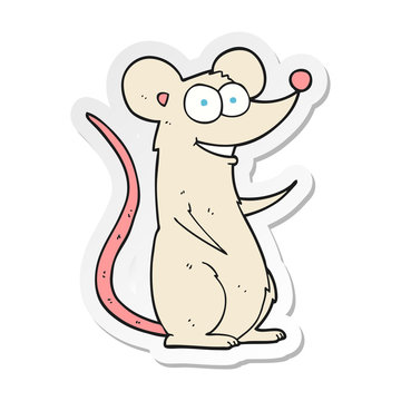 sticker of a cartoon happy mouse