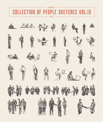 Collection of people sketches vector hand drawn