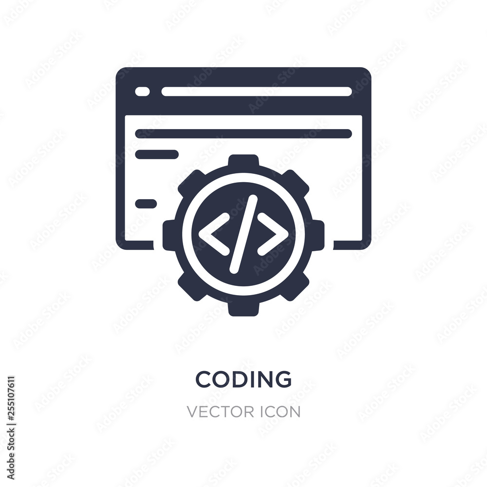 Poster coding icon on white background. simple element illustration from digital economy concept.