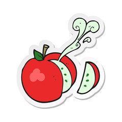sticker of a cartoon sliced apple
