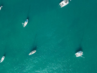 Aerial View Of Luxury Yachts And Boats At Atlantic Ocean