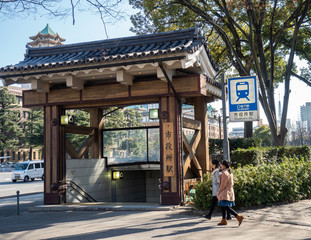 Fototapeta na wymiar The entrance of train station in japan
