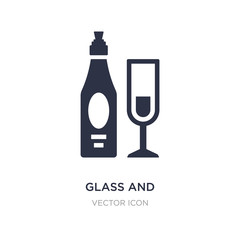 glass and bottle of wine icon on white background. Simple element illustration from Drinks concept.