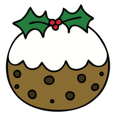 quirky hand drawn cartoon christmas pudding
