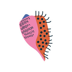 Tropical Shell, Colorful Marine Underwater Aquatic Creature Vector Illustration