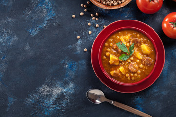 Chickpea stew with chorizo and potatoes