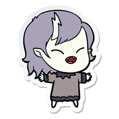 sticker of a cartoon laughing vampire girl