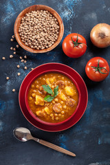 Chickpea stew with chorizo and potatoes