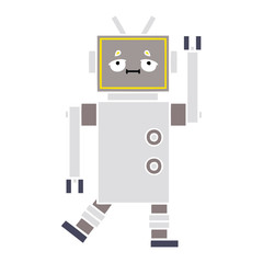 flat color retro cartoon robot