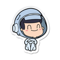 sticker of a happy cartoon astronaut