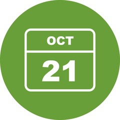 October 21st Date on a Single Day Calendar © IYIKON