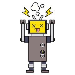 cute cartoon malfunctioning robot