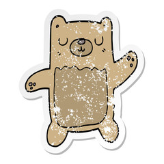 distressed sticker of a cartoon bear