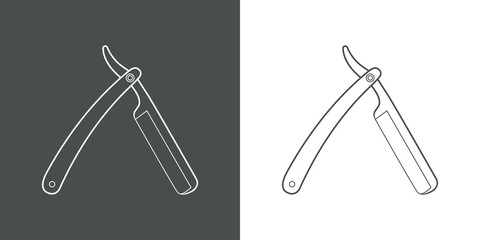 Icono plano lineal navajas afeitar en gris y blanco © teracreonte