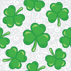 Seamless ornamental pattern with shamrocks