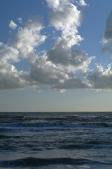 sea and blue sky,clouds,horizon,water,weather,horizon,waves,wind