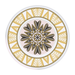 Vector Pattern With Abstract Floral Round Ornament. Oriental Pattern. Indian, Moroccan, Mystic, Ottoman Motifs. Anti-Stress Therapy Pattern