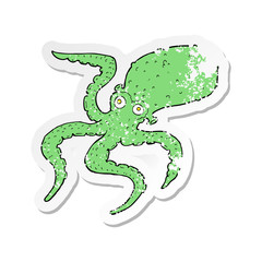 retro distressed sticker of a cartoon octopus