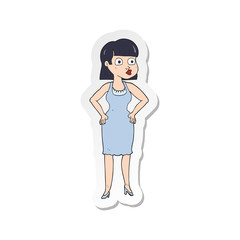 sticker of a cartoon woman with hands on hips