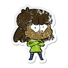 distressed sticker of a cartoon whistling girl
