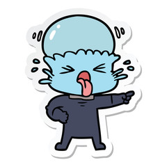 sticker of a disgusted cartoon alien