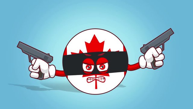 Cartoon Icon Flag Canada Bandit with Face Animation with Alpha Matte