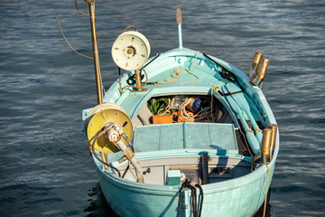 Fototapeta na wymiar Fishing Boat with Two Winches - Liguria Italy