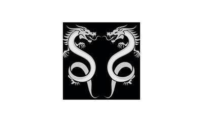 Two dragon silhouette logo