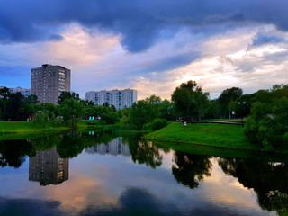 Fototapeta na wymiar before the storm in the Moscow region