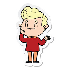 sticker of a happy cartoon man
