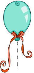 Blue balloon with red bow ribbon