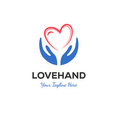hand and love logo designs