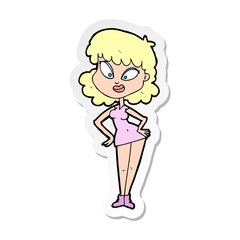 sticker of a cartoon woman with hands on hips