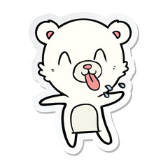 Obraz na płótnie Canvas sticker of a rude cartoon polar bear sticking out tongue