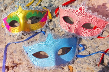 Colorful masks, background