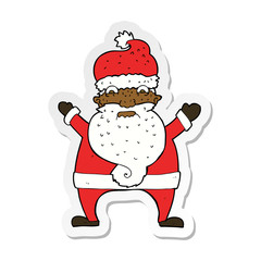 sticker of a cartoon stressed out santa
