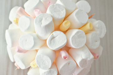 Fototapeta na wymiar Marshmallows in the bunch, close up