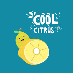 Kawaii lemon character hand drawn illustration