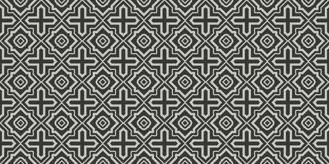 Art Deco Pattern Of Geometric Elements. Seamless Pattern. Vector Illustration. Design For Printing, Presentation, Textile Industry. Grey charcoal color